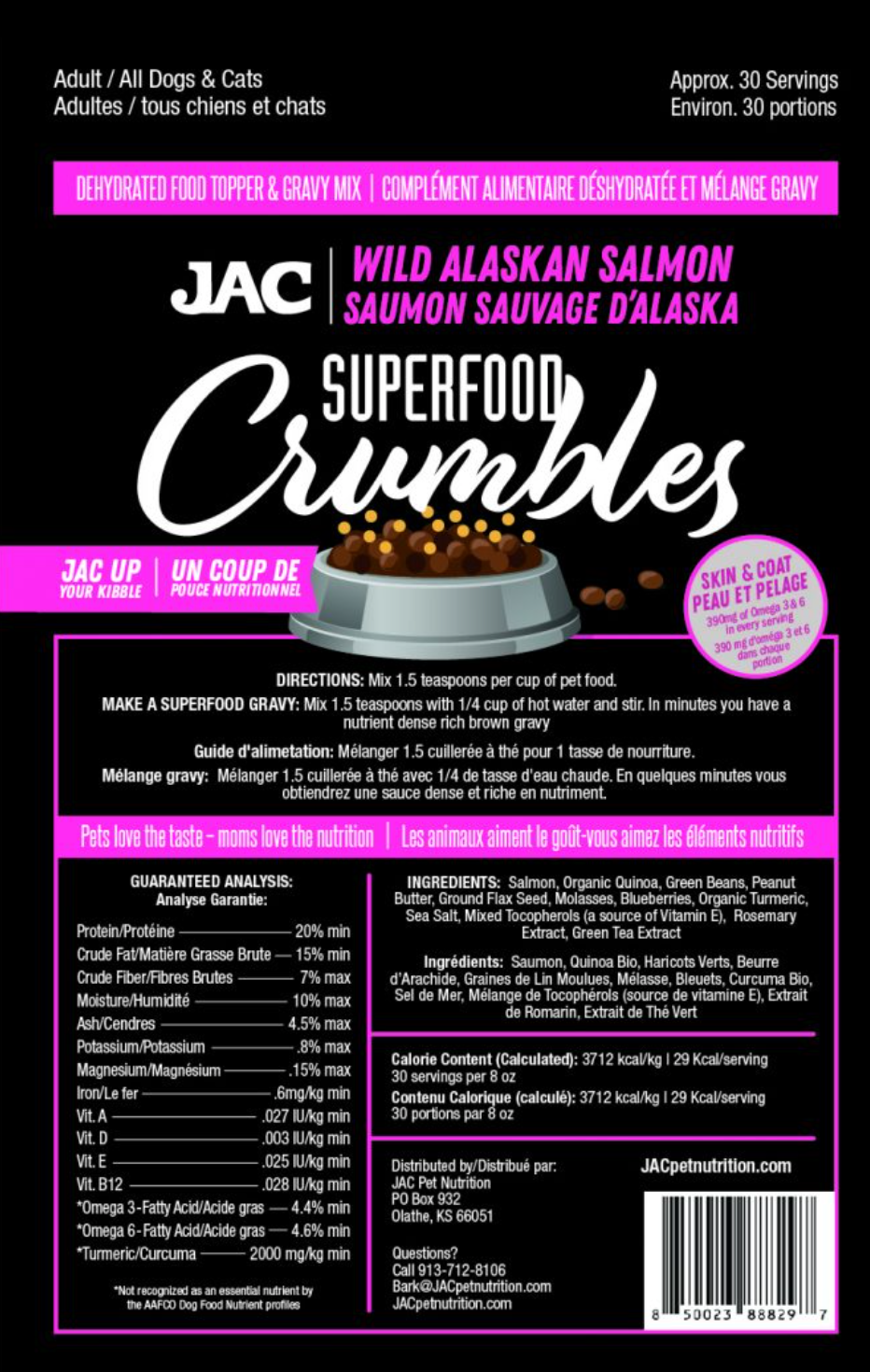 JAC – Supplément rehausseur de saveurs Crumbles au Saumon